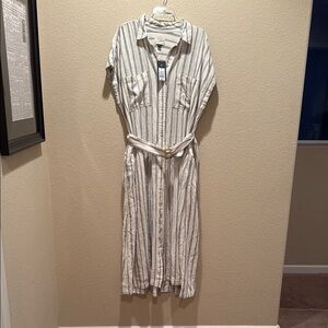 Universal Thread Striped Midi Dress - Black and White